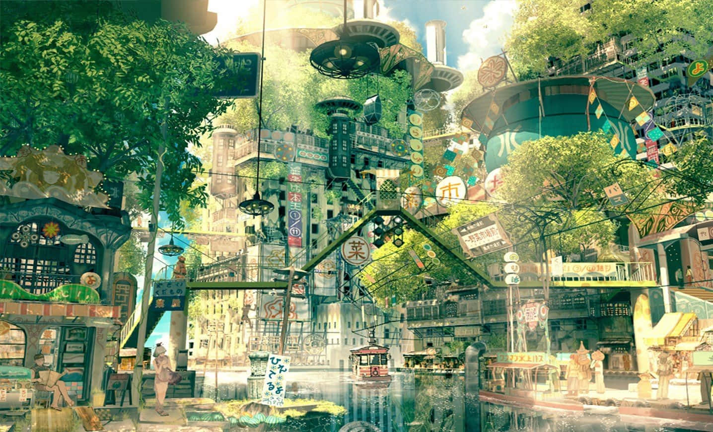 Anime Overgroet Bygning Wallpapers