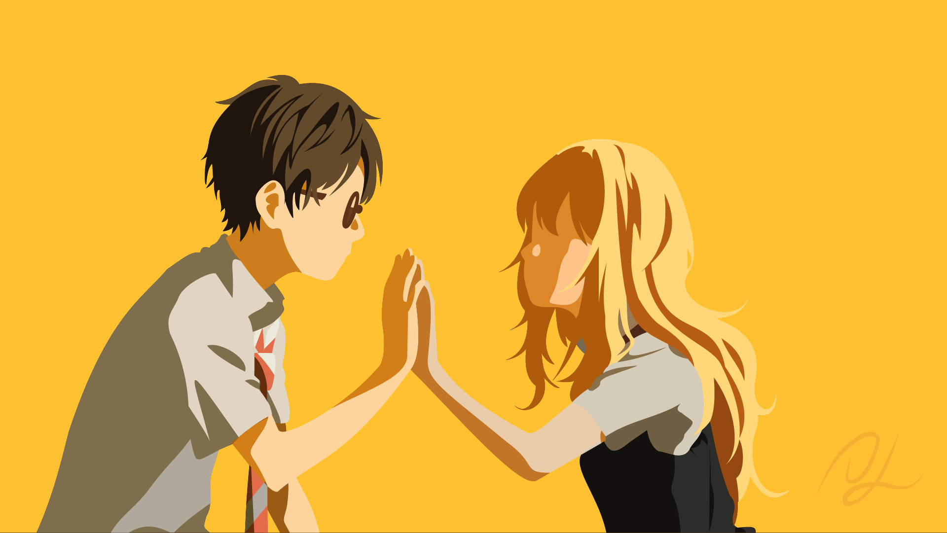 Anime par fra din løgn i april Wallpapers