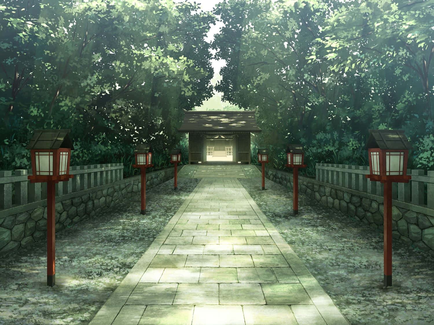 Anime Park Lantern Shrine Baggrund Wallpapers