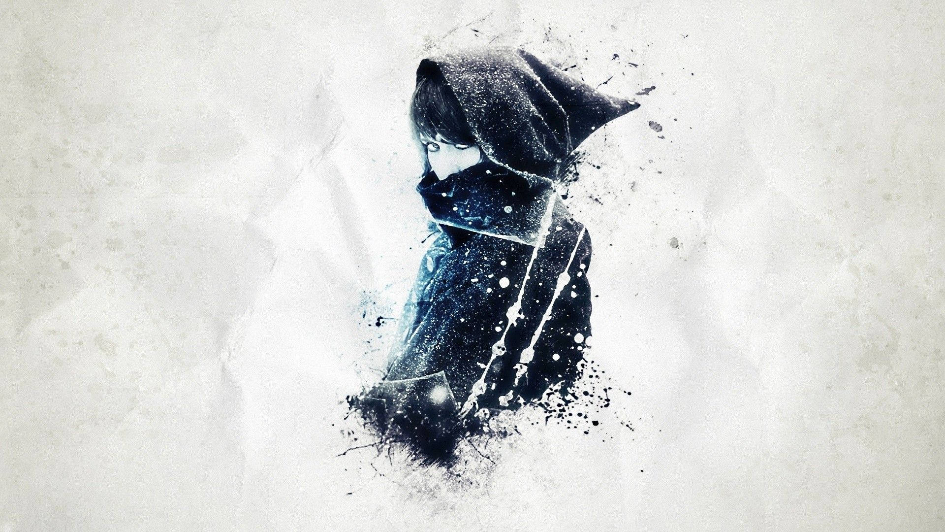 Anime-pige hættetrøje maleri Wallpapers