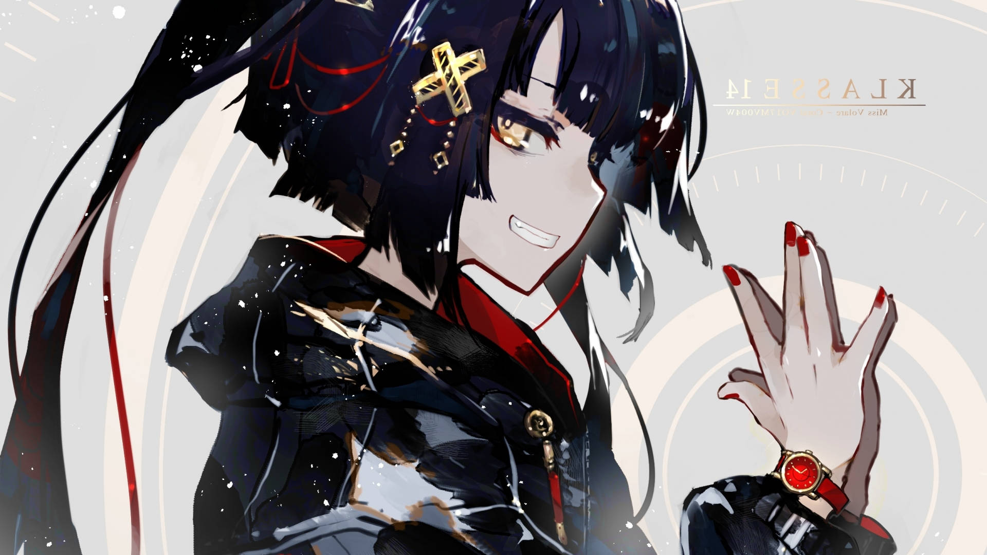 Anime-pige i sort hættetrøje Wallpapers