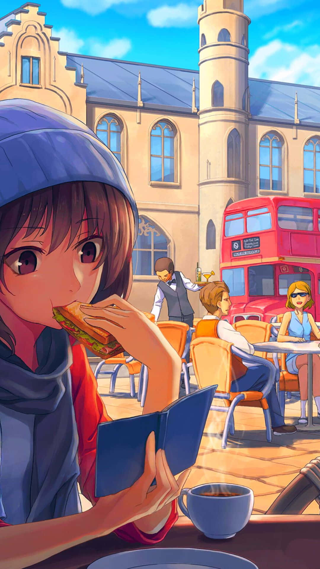 Anime Sandwich Cafe Baggrund Wallpapers