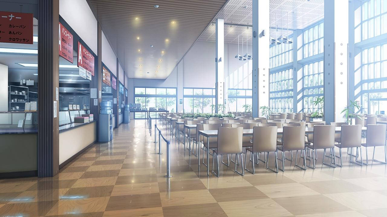 Anime skolescene fra kollegiets cafeteria Wallpapers
