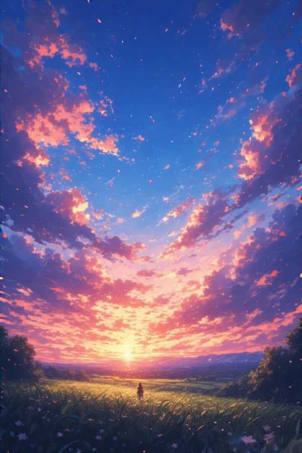 Anime solnedgang landlig scene drømmende levende 4K Wallpapers