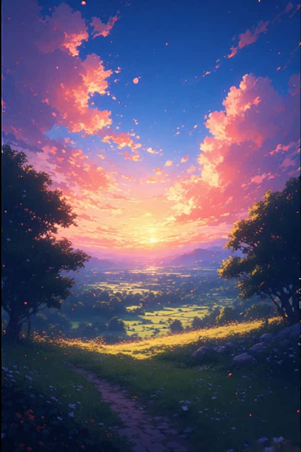 Anime-solnedgang Landlig Sceneri Drømmende Levende 4K Wallpapers