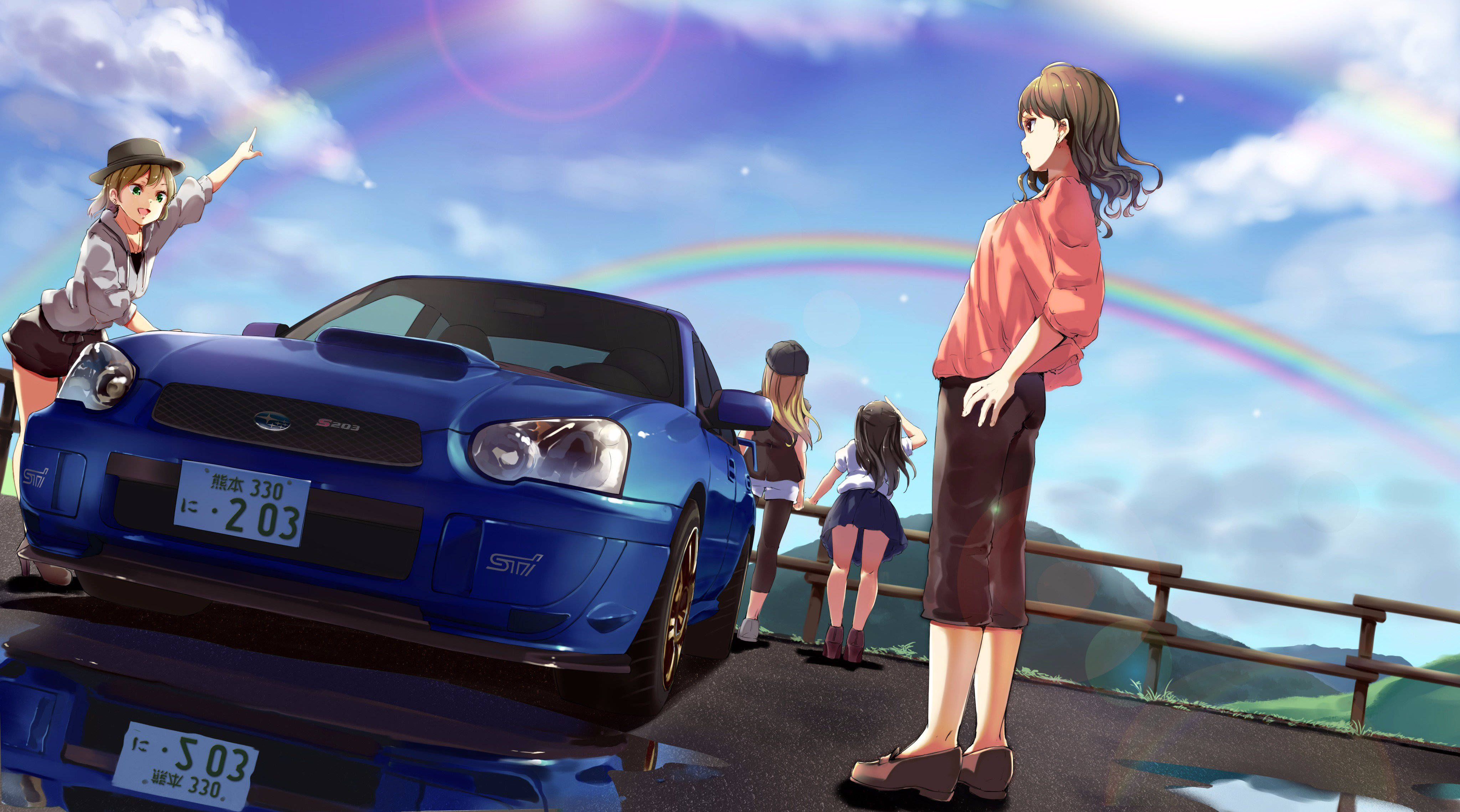 Anime-stil Subaru WRX Drift Action Wallpapers