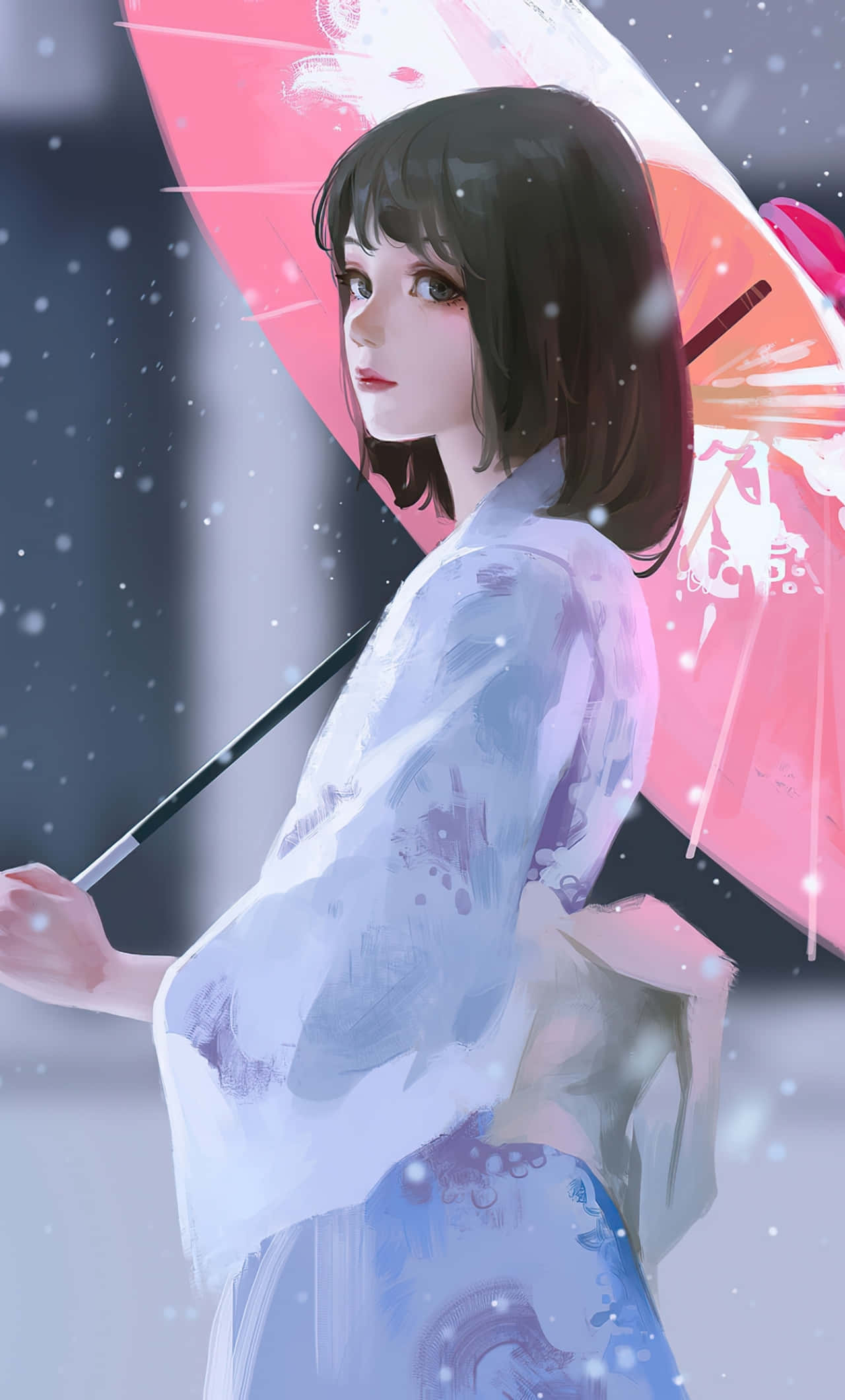 Anime teenagepige i kimono billede Wallpapers
