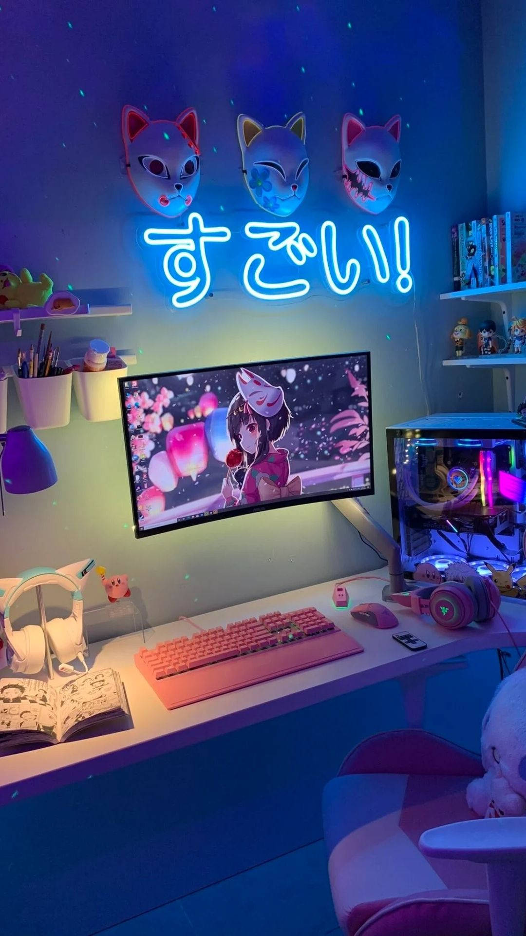 Anime-værelse for en gamer Wallpapers