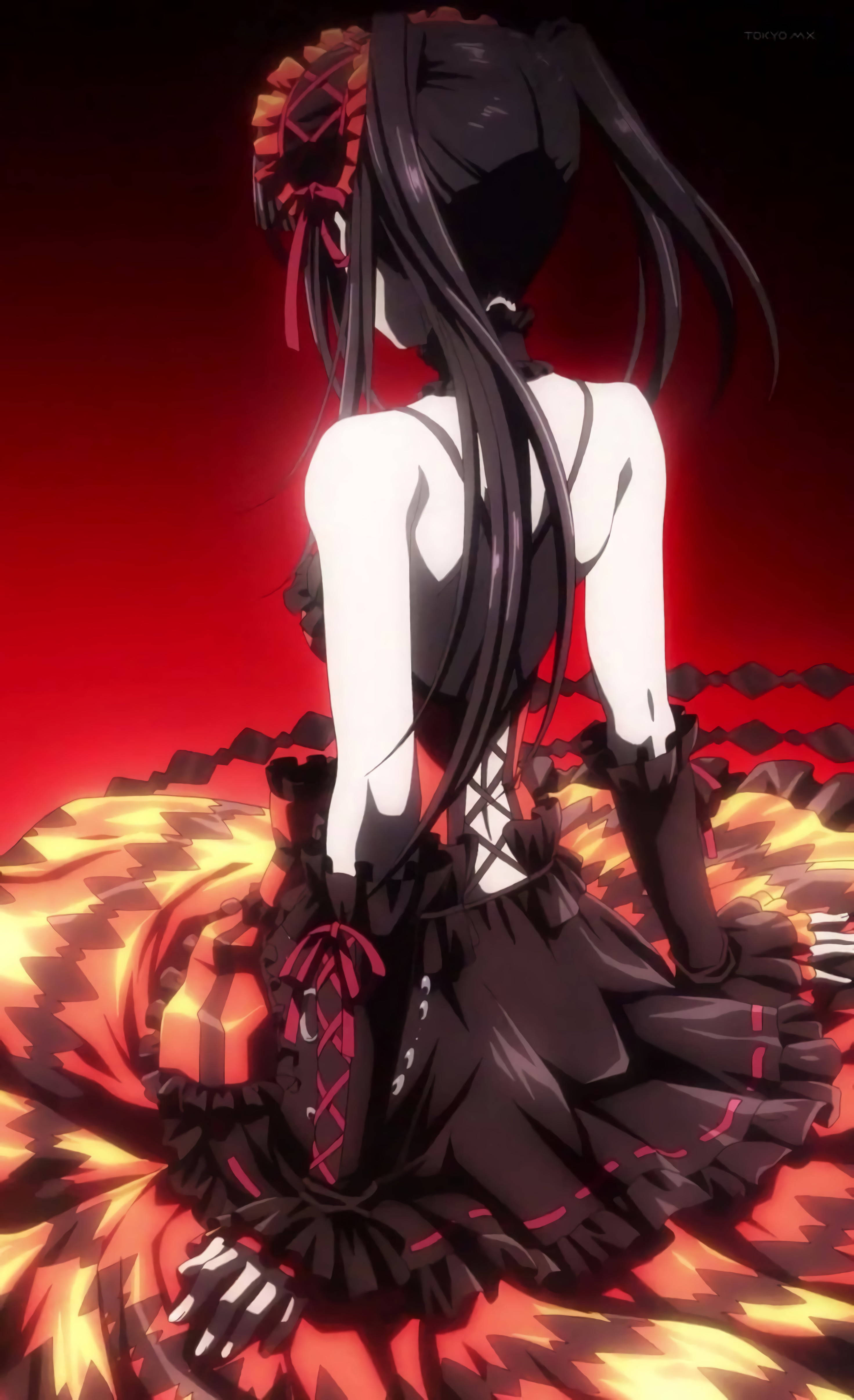 Anime Waifu Kurumi Tokisaki Rød Æstetisk Kjole Wallpapers