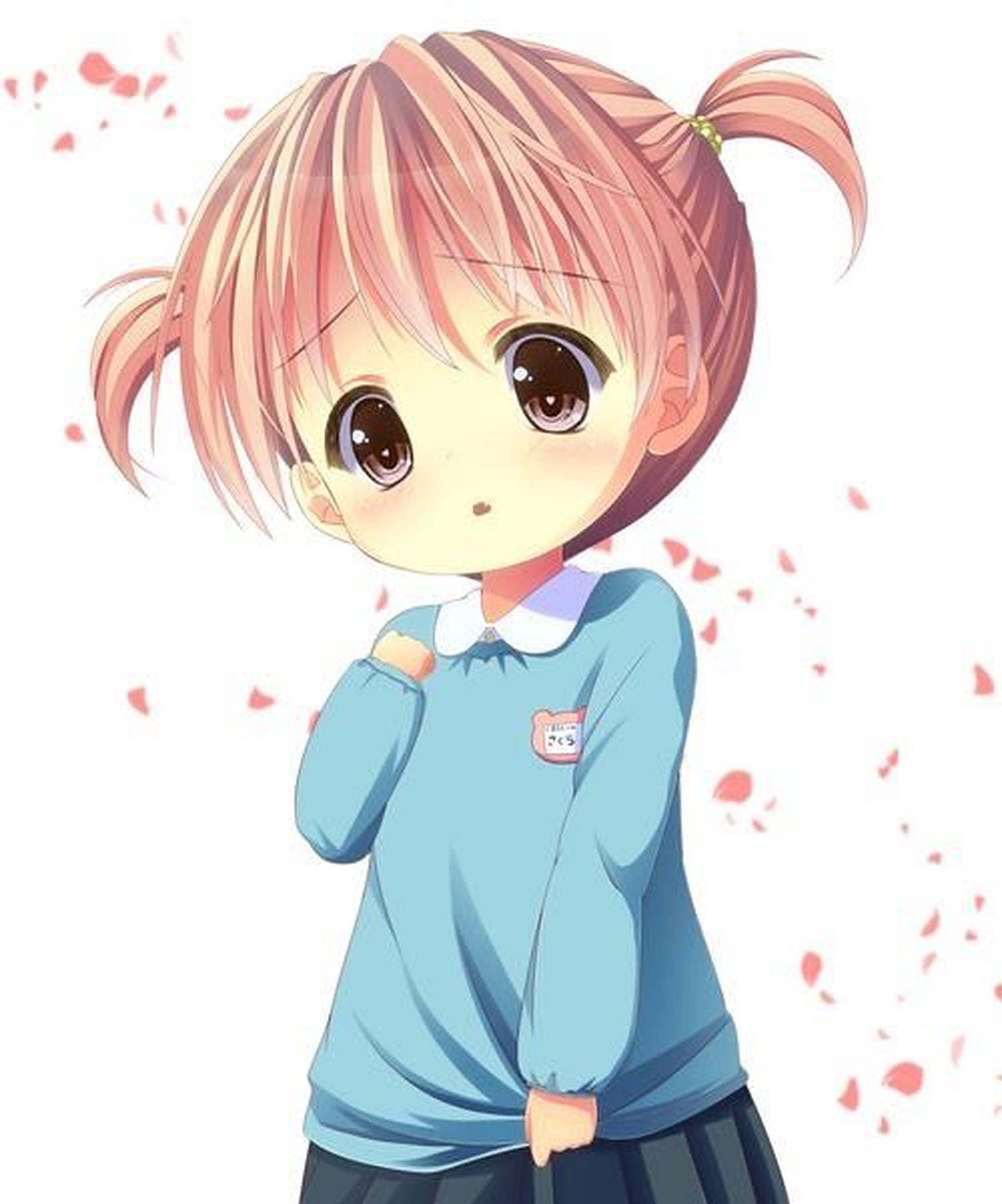 Animebarn med lyserødt hår Wallpapers