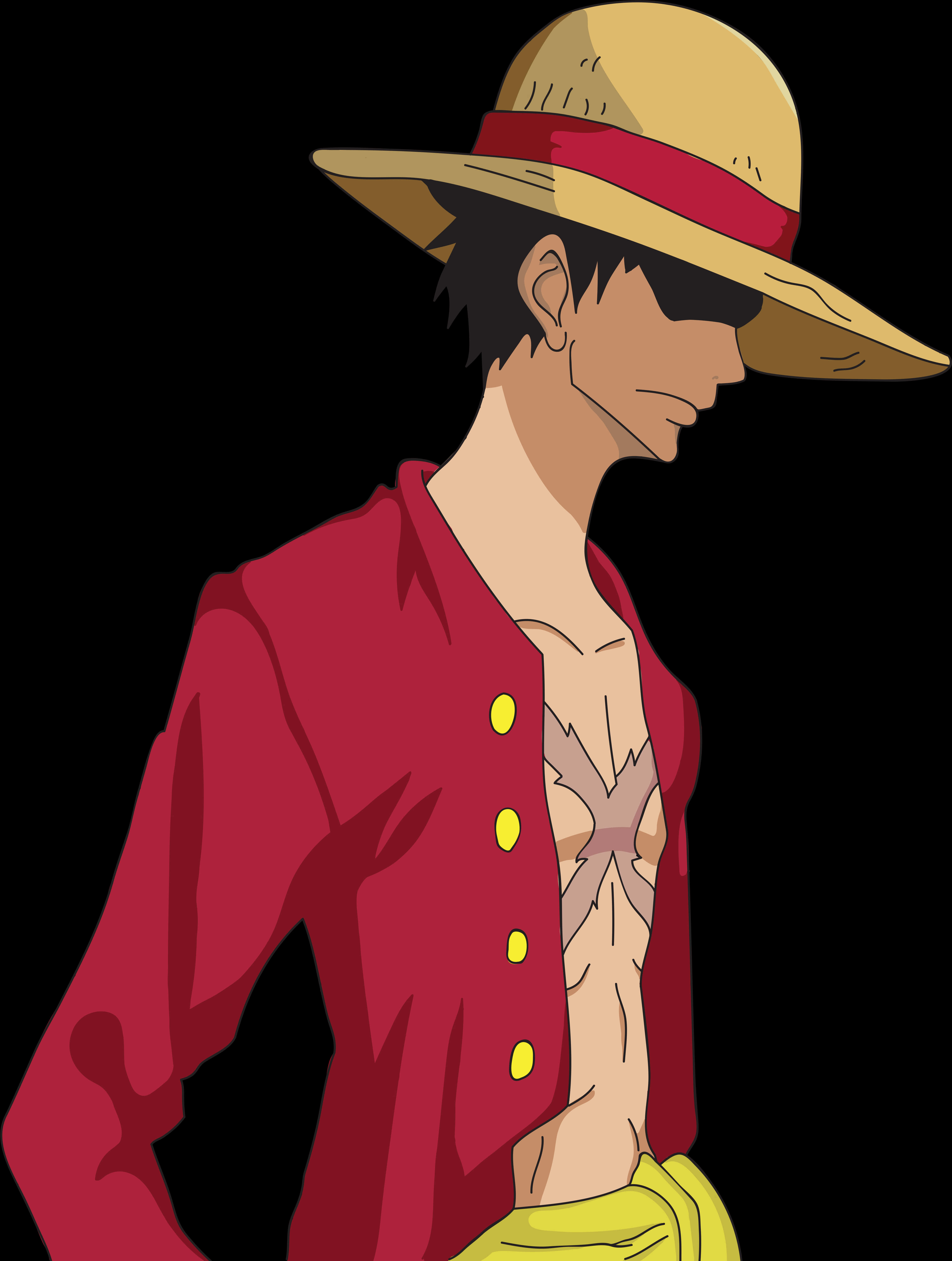 Animefigur med stråhat og rød skjorte Wallpapers
