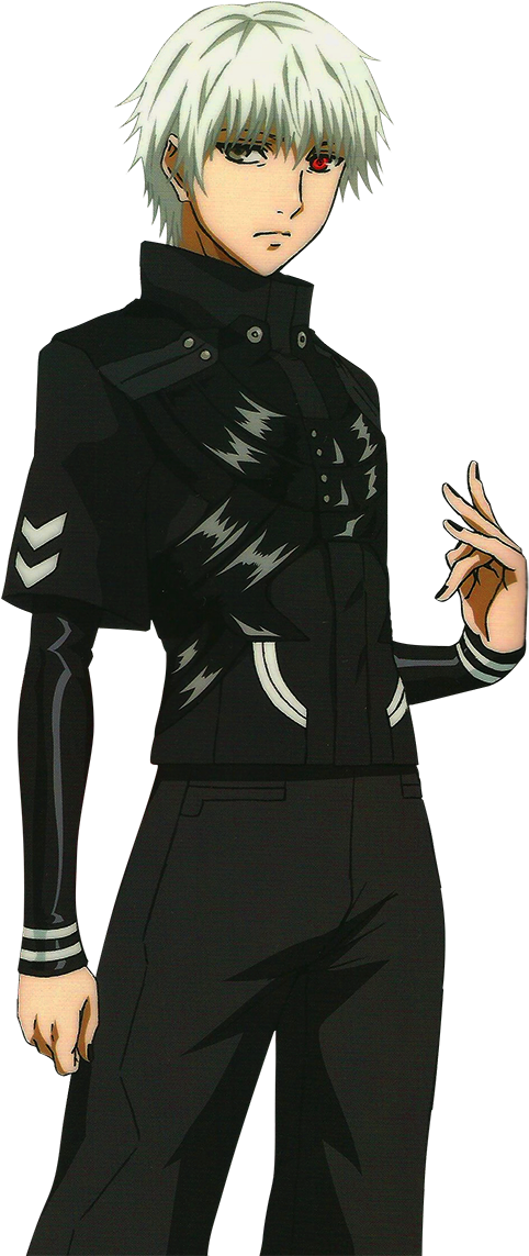 Animekarakter med sølvgråt hår og sort uniform Wallpapers