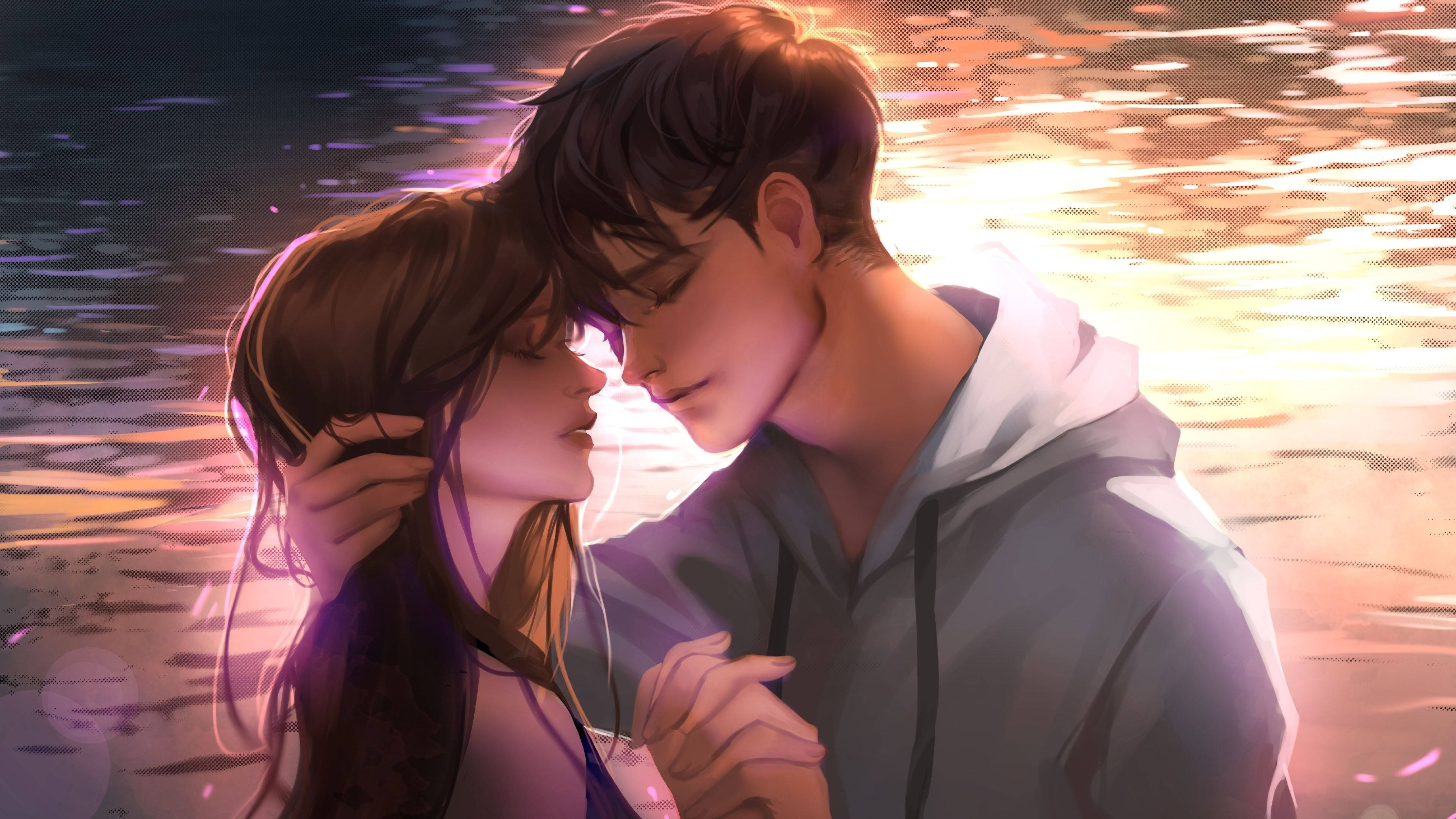 Animepar omfavner voksen Wallpapers
