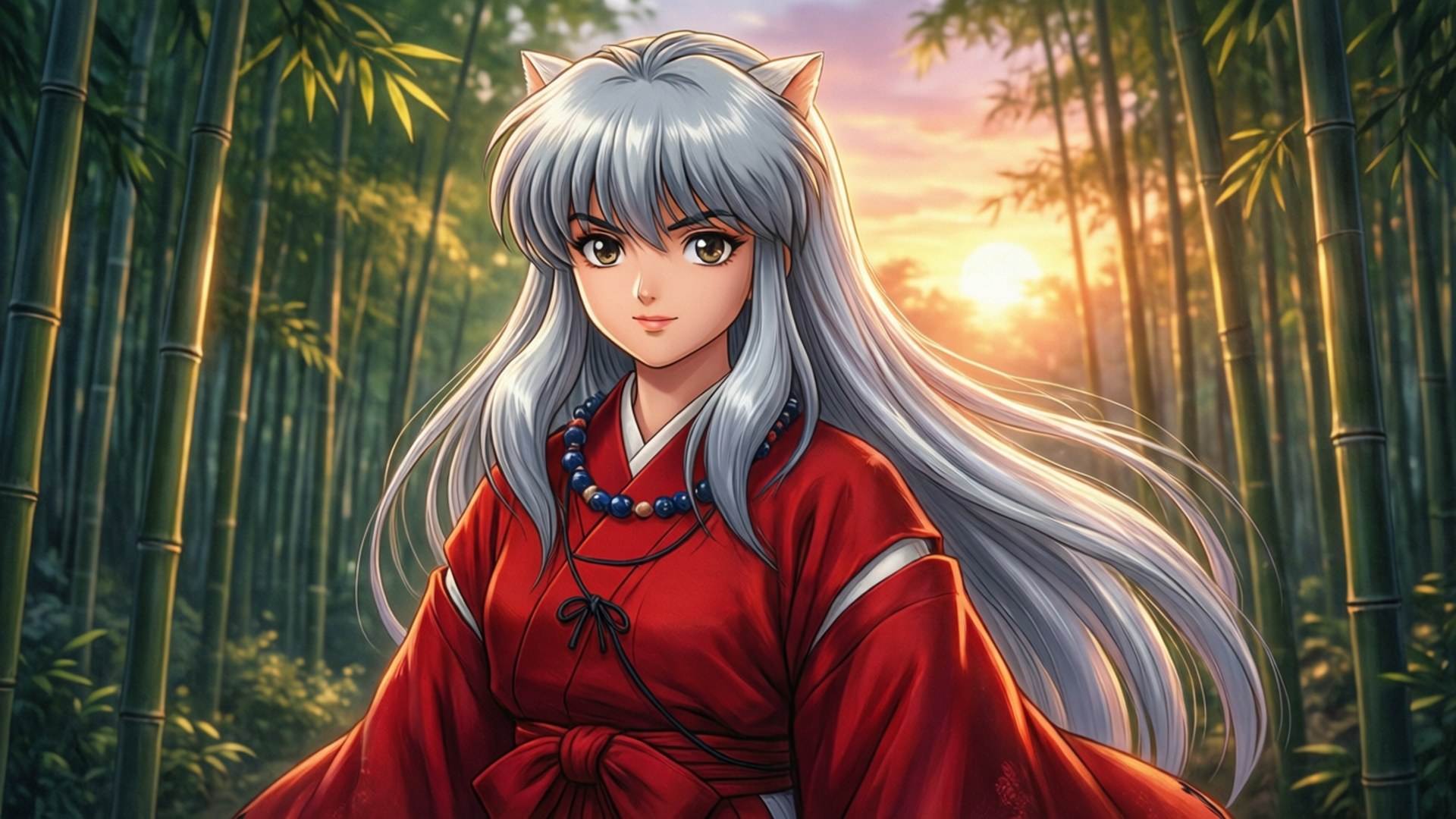 Animepige i bambus Wallpapers