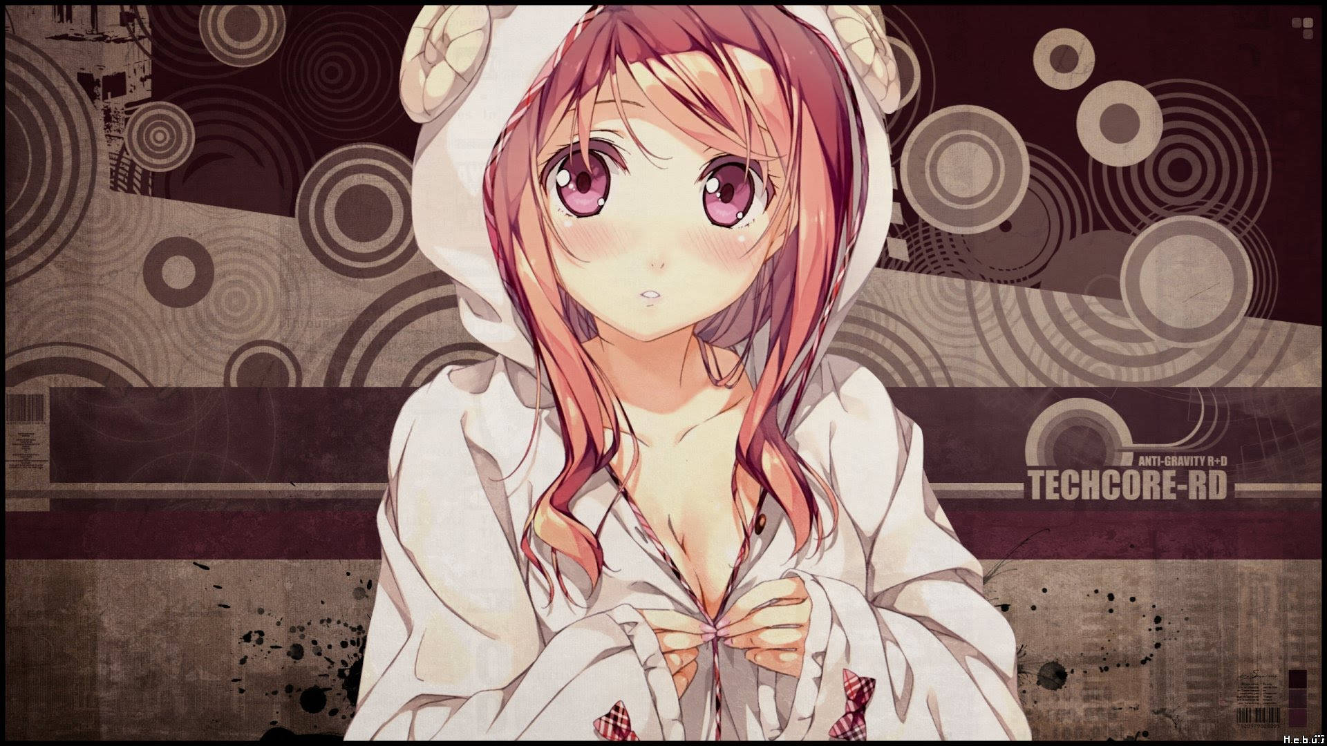 Animepige i hættetrøje af Kantoku Wallpapers