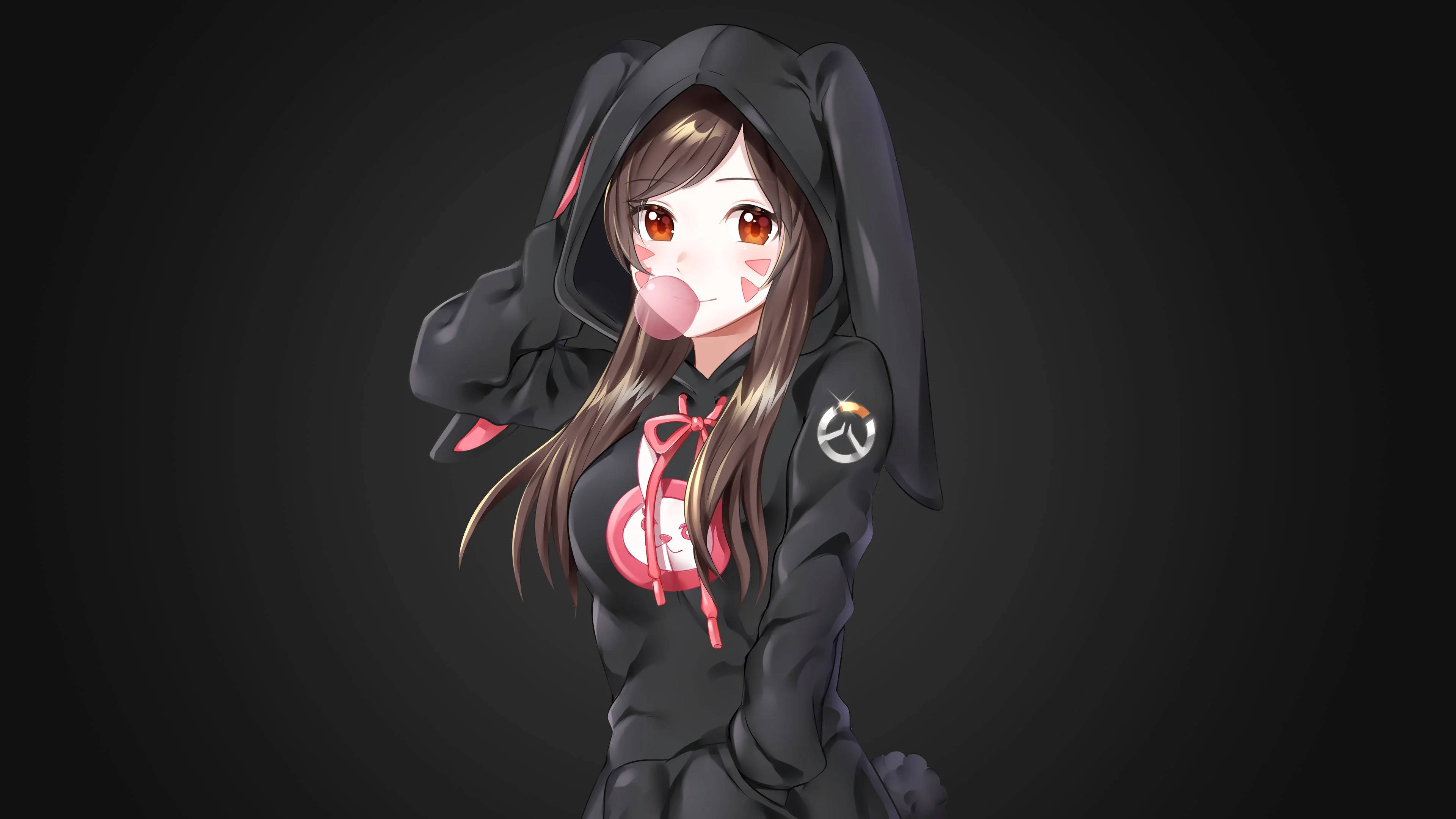 Animepige i hættetrøje D.Va Wallpapers