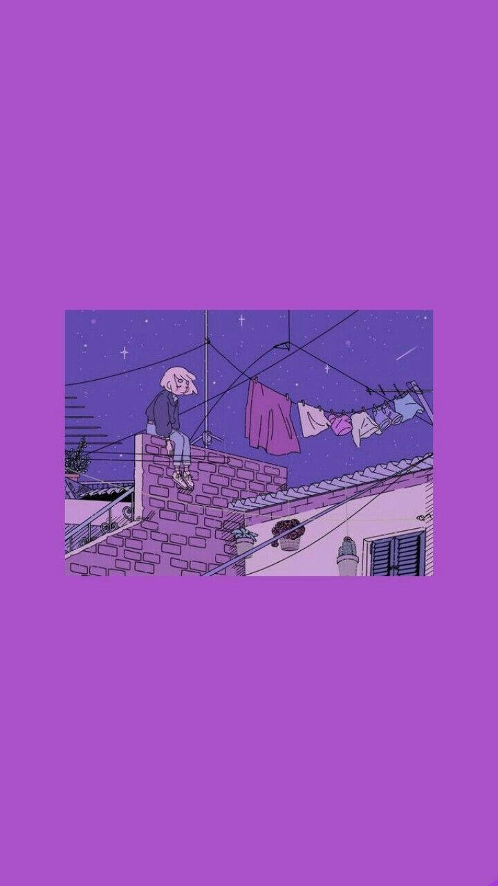 Animepige i pastel lilla Tumblr Wallpapers