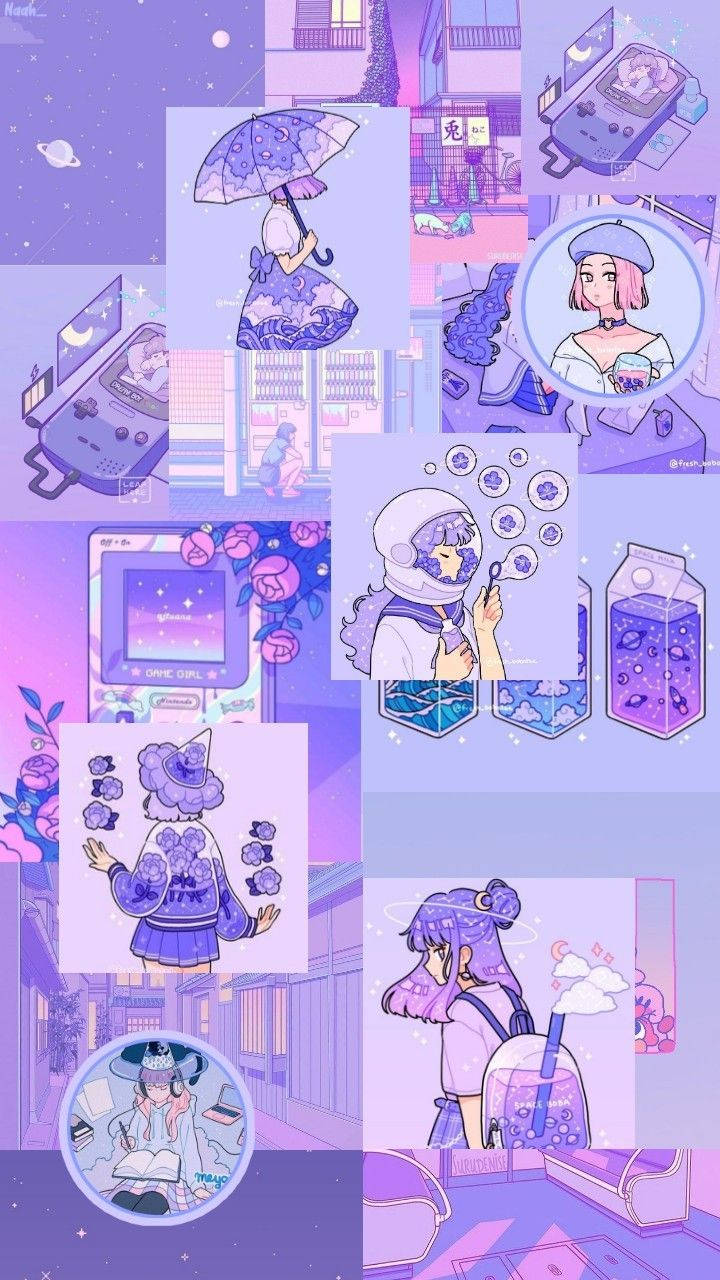 Animepige i pastellilla Wallpapers