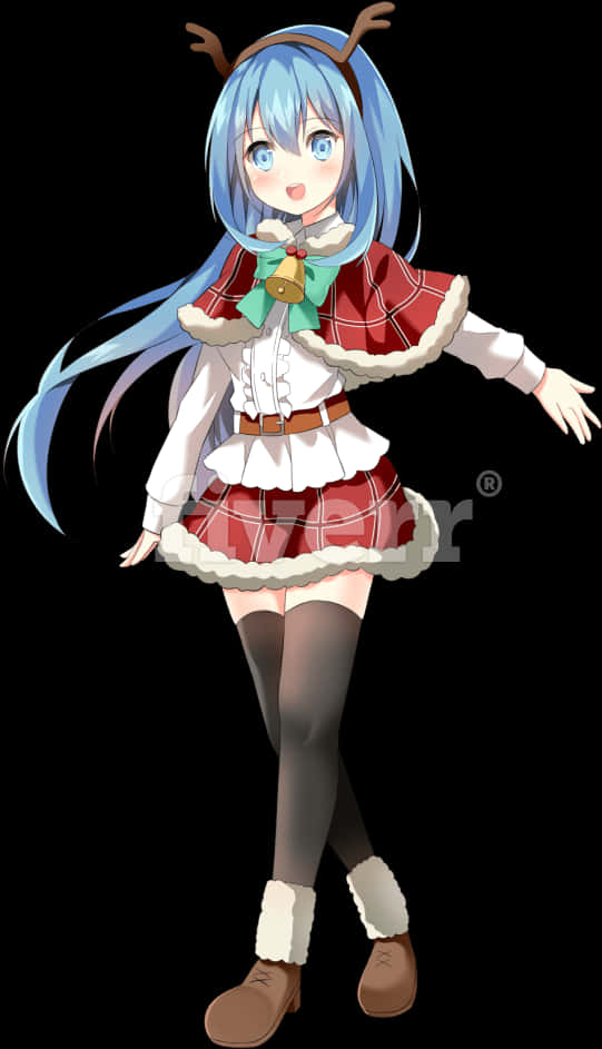 Animepige i rensdyrkostume Wallpapers