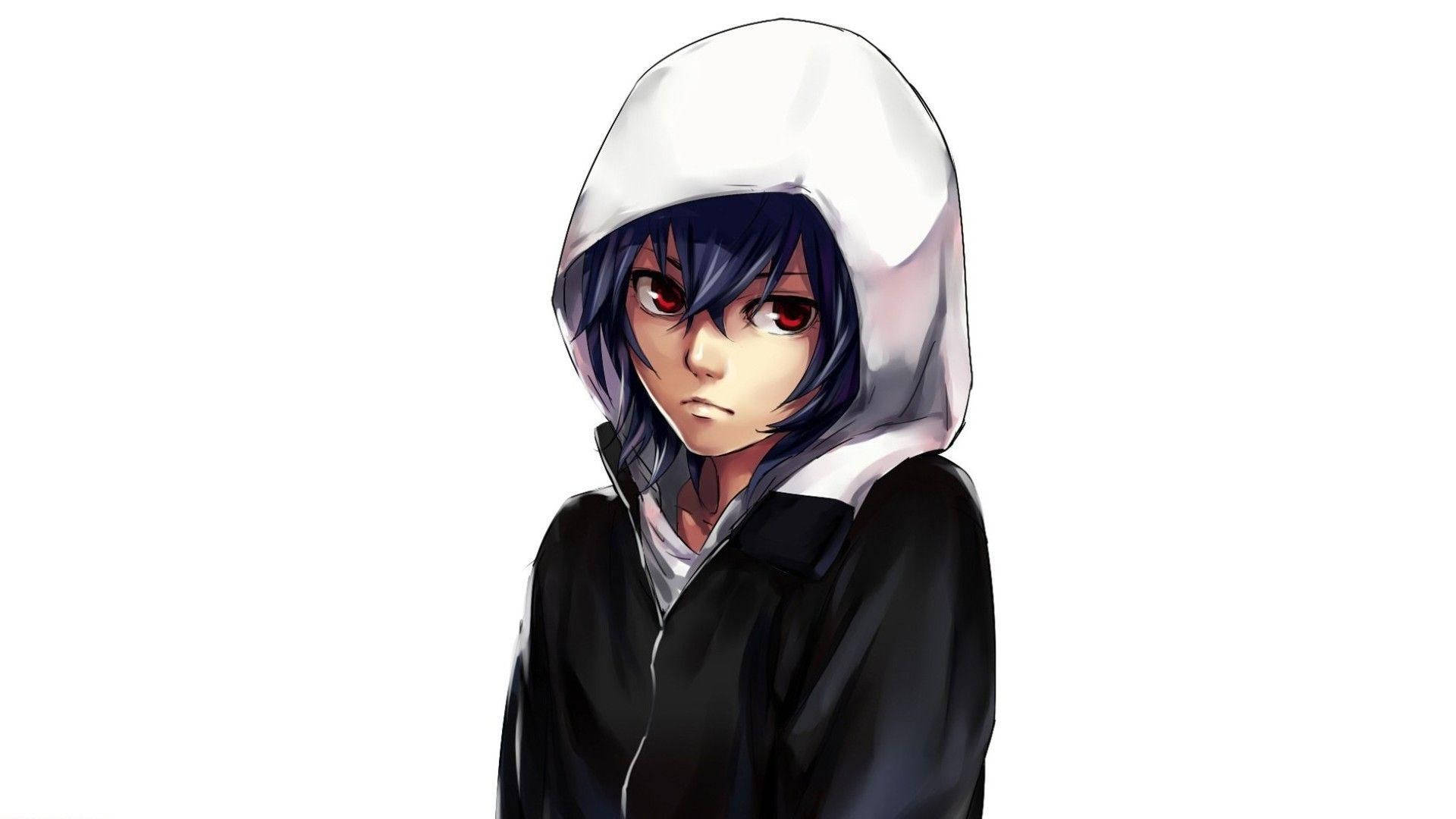 Animepige iført hættetrøje illustration Wallpapers