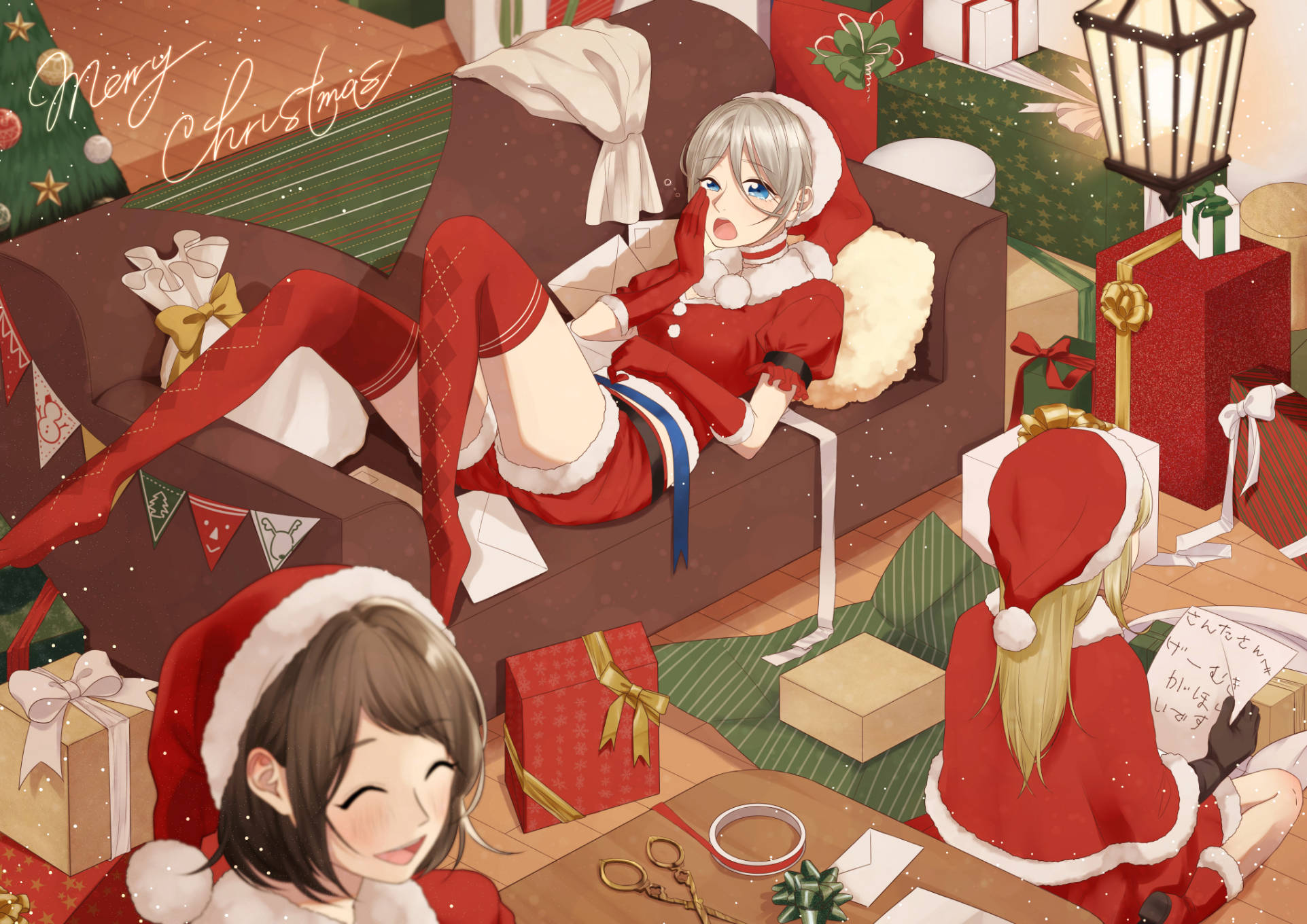 Animepige Julehjælpere Wallpapers