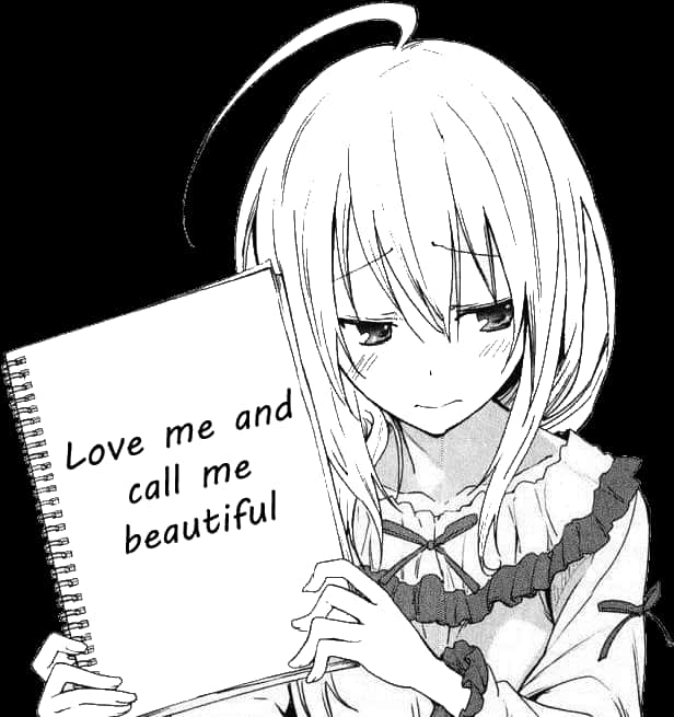 Animepige med notesbog anmodning Wallpapers