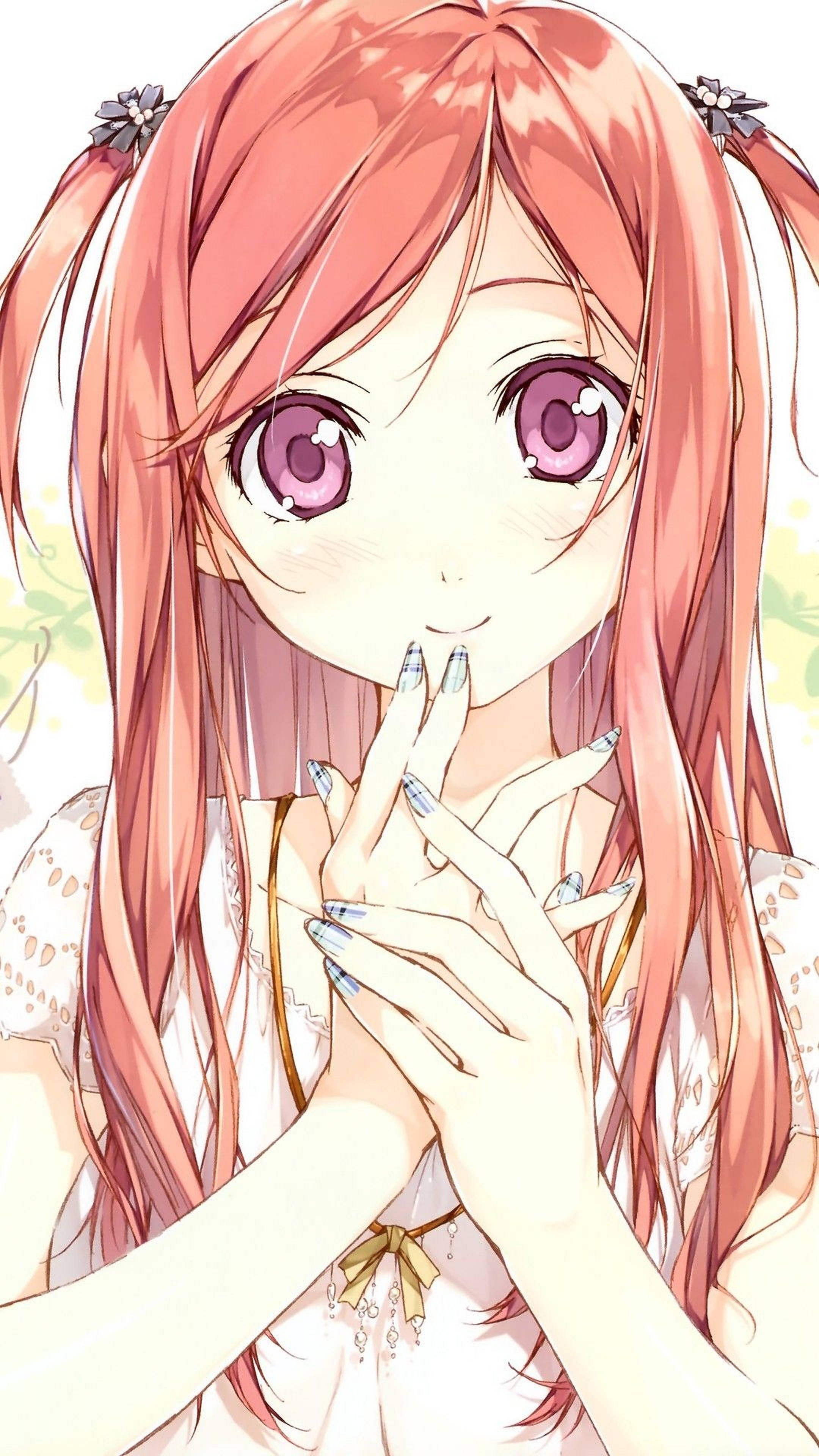Animepige med rådyrøjne iPhone Wallpapers
