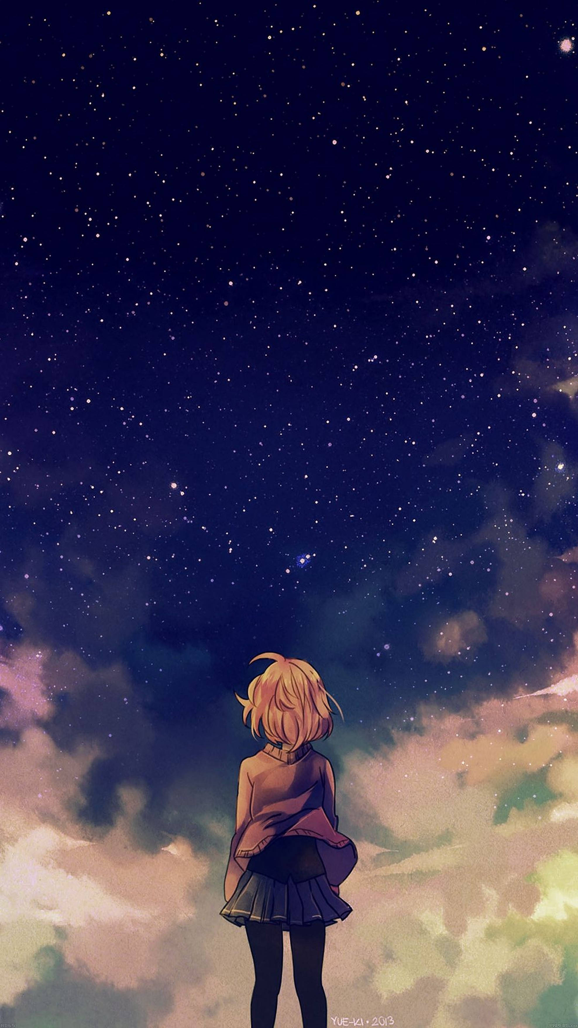 Animepige stjernehimmel iPhone Wallpapers