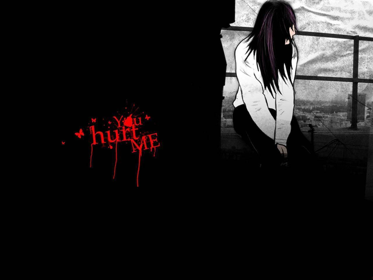 Animepige trist alene såret mig sort æstetik Wallpapers