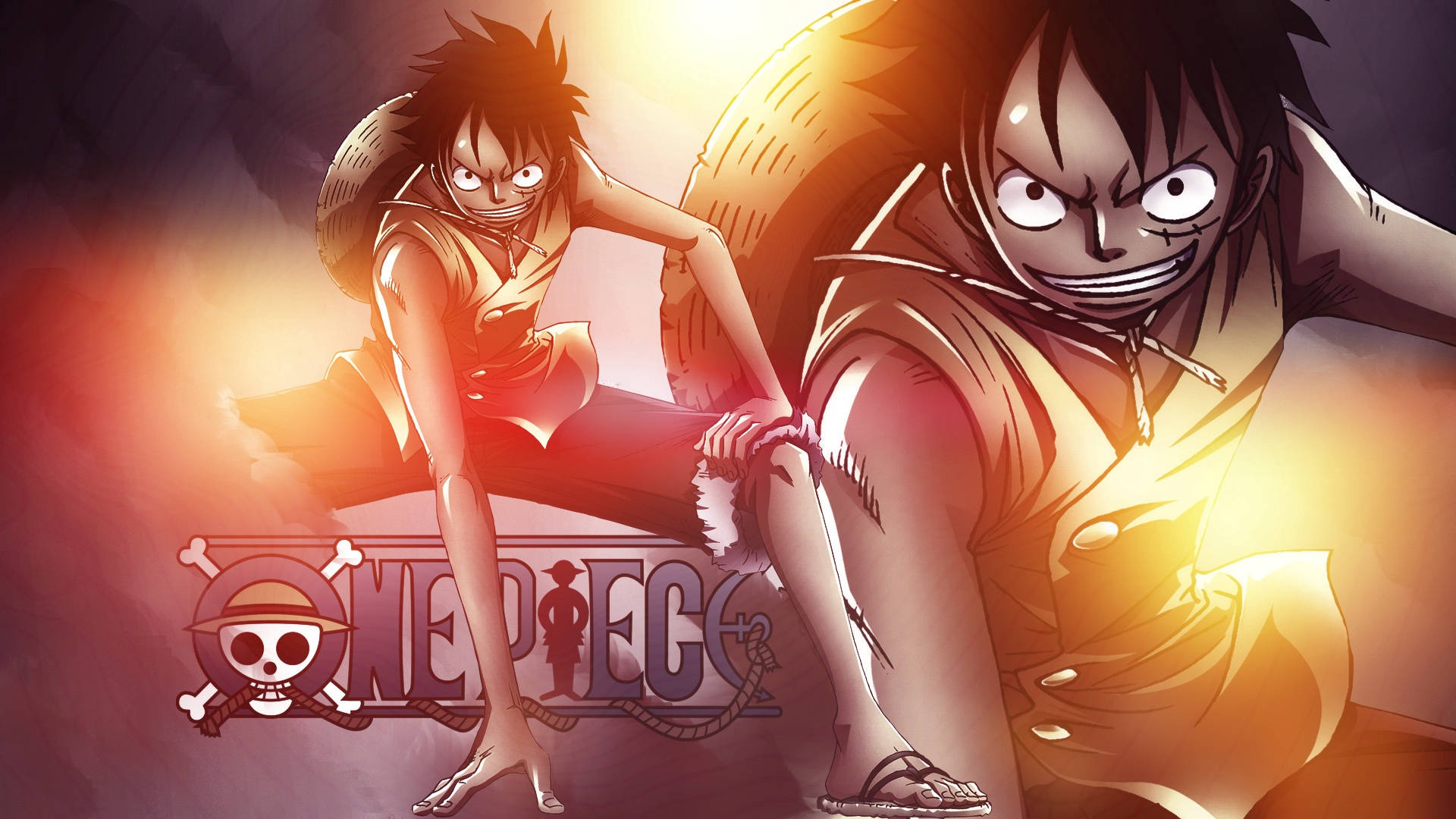 Animepirat Luffy med ild — Luffy Wallpapers