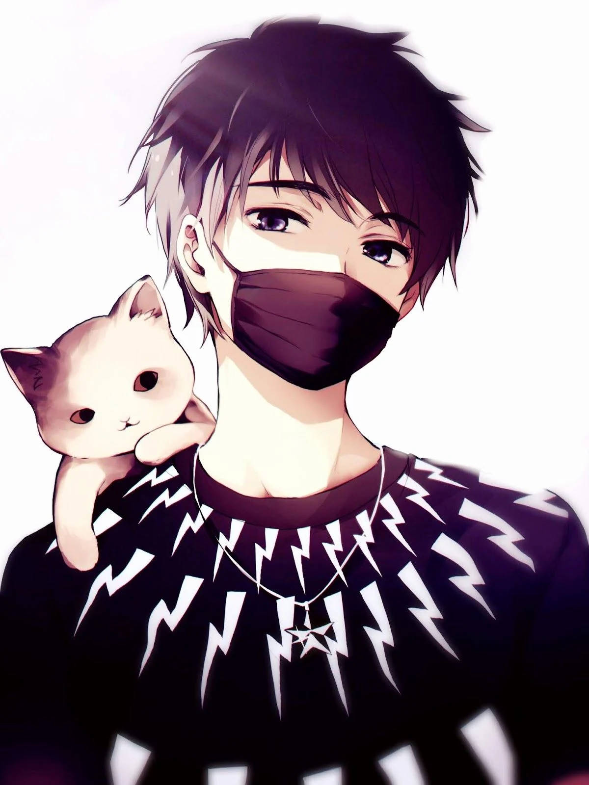 Animeprofil dreng med kat Wallpapers