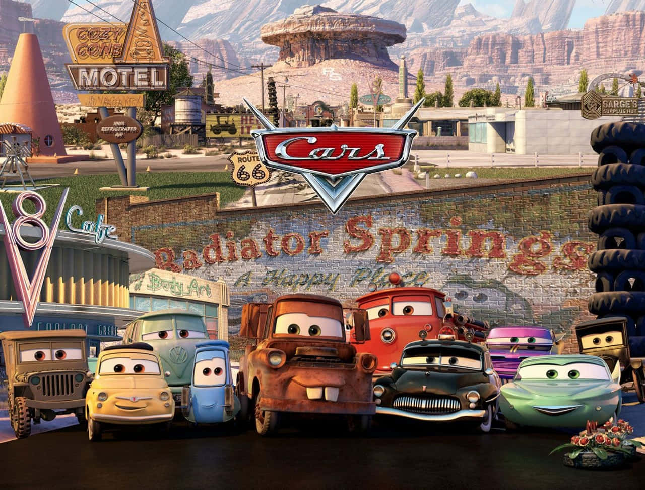 Animerede filmfigurer fra Biler i Radiator Springs Wallpapers