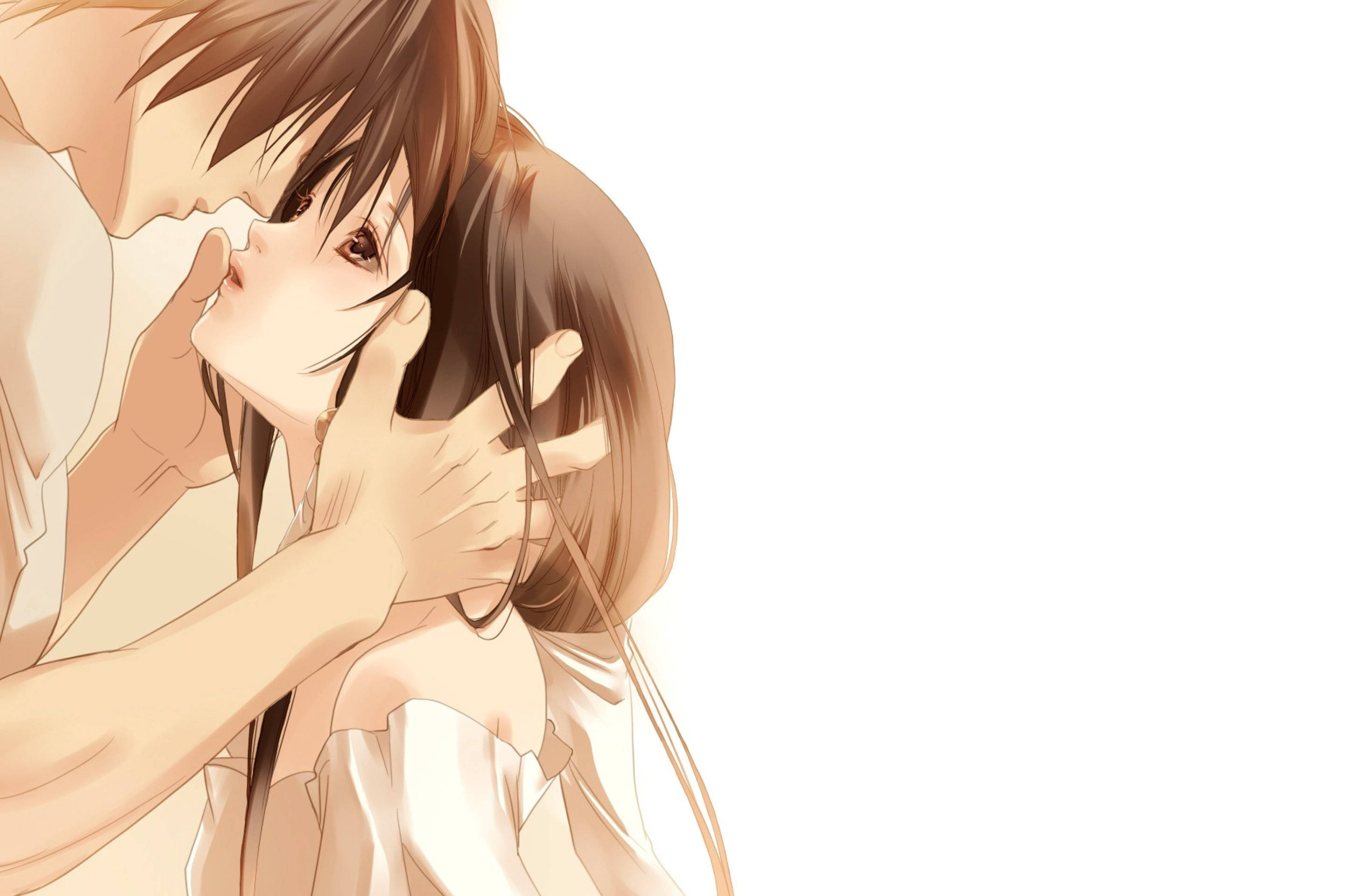 Animeret anime par næsten kys Wallpapers