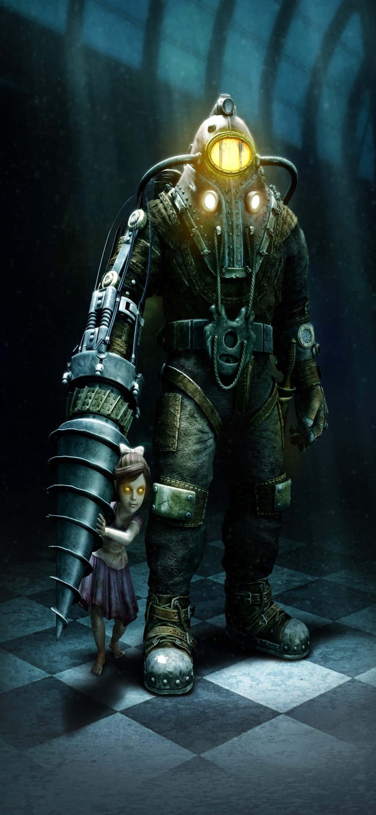 Animeret Big Daddy iPhone Xs Max Bioshock Infinite Baggrund Wallpapers