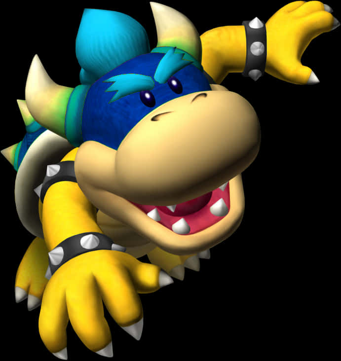 Animeret blåhåret Bowser-figur Wallpapers