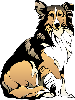 Animeret collie-hundeillustration Wallpapers