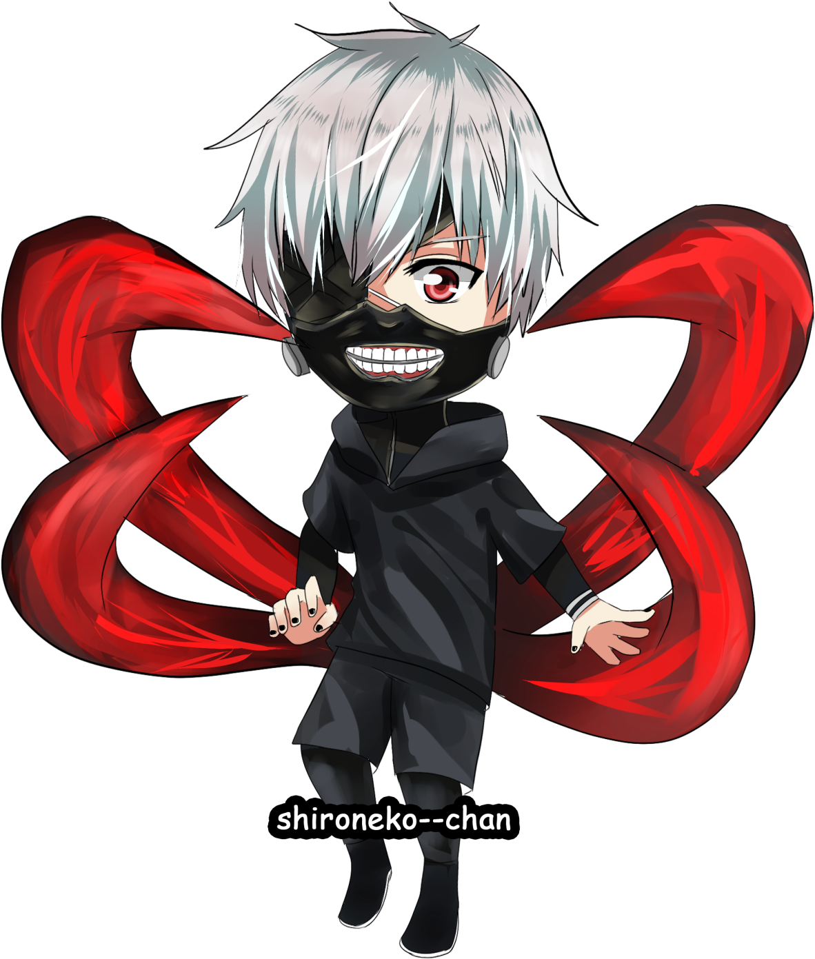 Animeret karakter med røde tentakler Wallpapers
