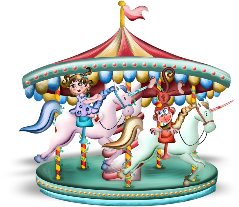 Animeret karruselhest med barn Wallpapers