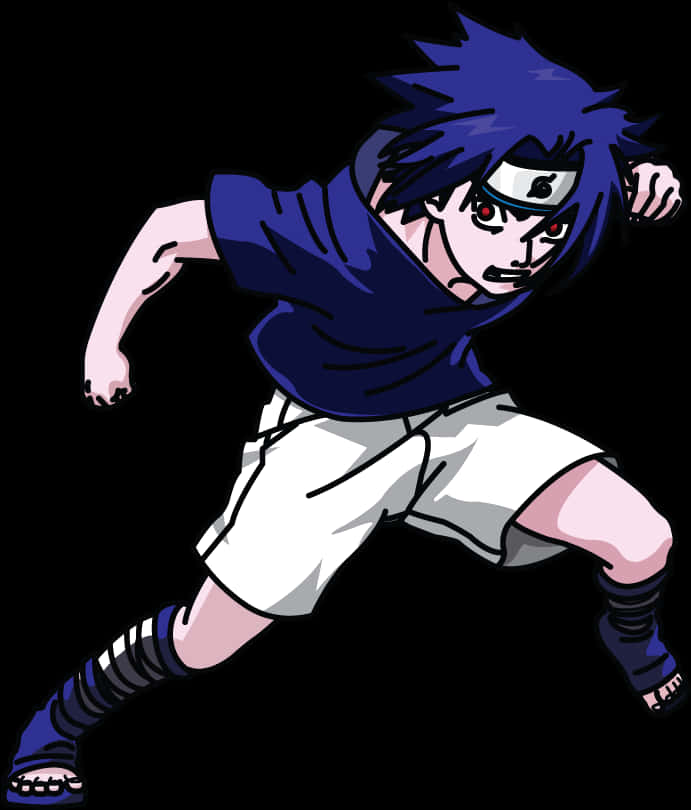 Animeret Ninja Sasuke Action Pose Wallpapers