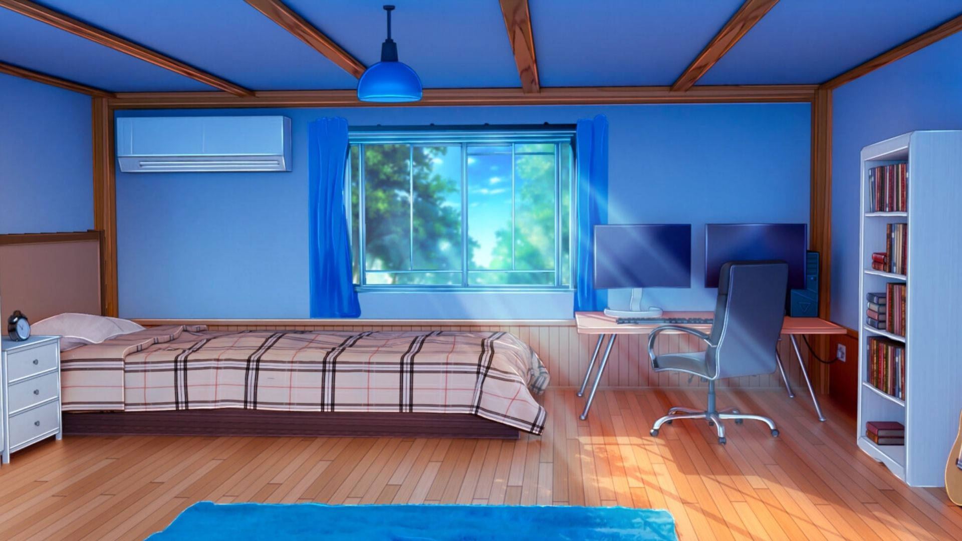 Animeværelse med solstråler Wallpapers