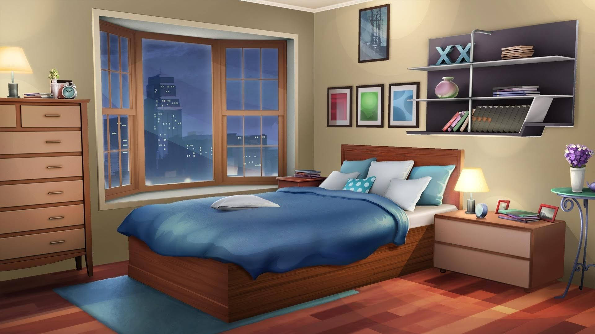 Animeværelse om natten Wallpapers