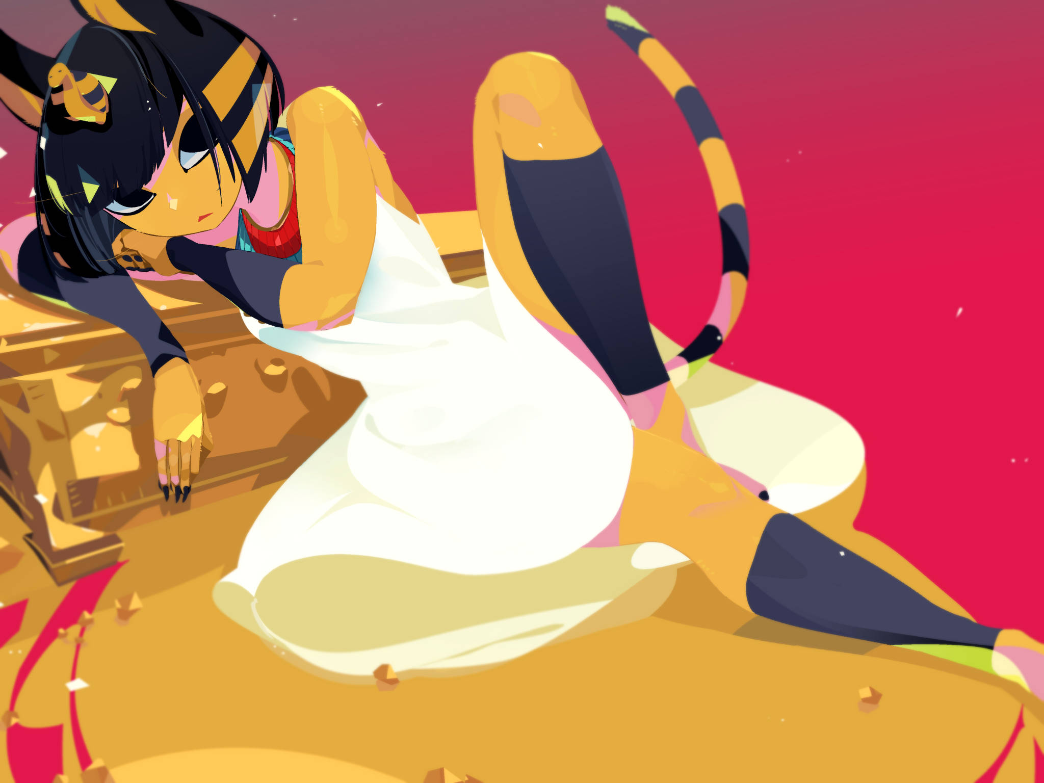 Ankha Animal Crossing hviler sit hoved Wallpapers