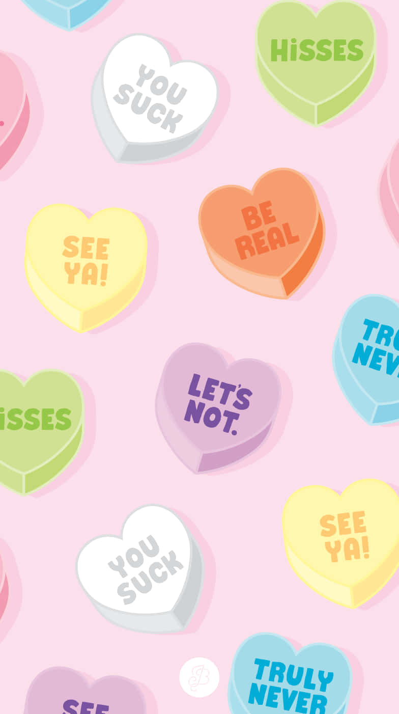 Anti-søde Valentins hjertebolsjer digitalt kunstværk Wallpapers