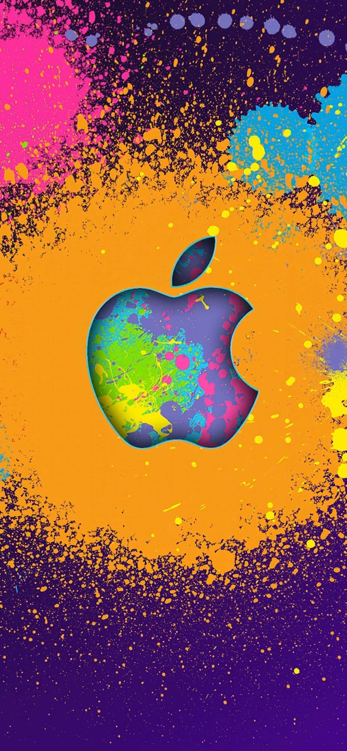 Apple Logo Farvesprøjt iPhone XS Wallpapers
