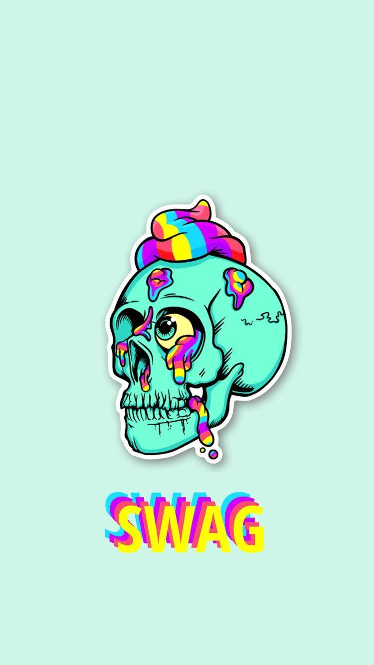 Aqua Blå Kranie Swag Wallpapers