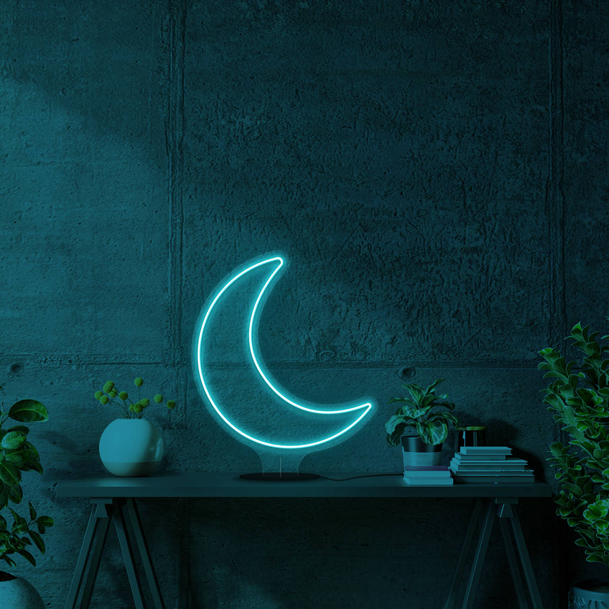 Aqua Neon Måne Wallpapers