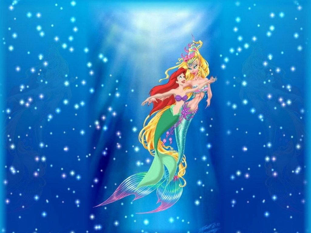 Ariel Den Lille Havfrue funklende blå undervands wallpaper. — Havfrue Wallpapers