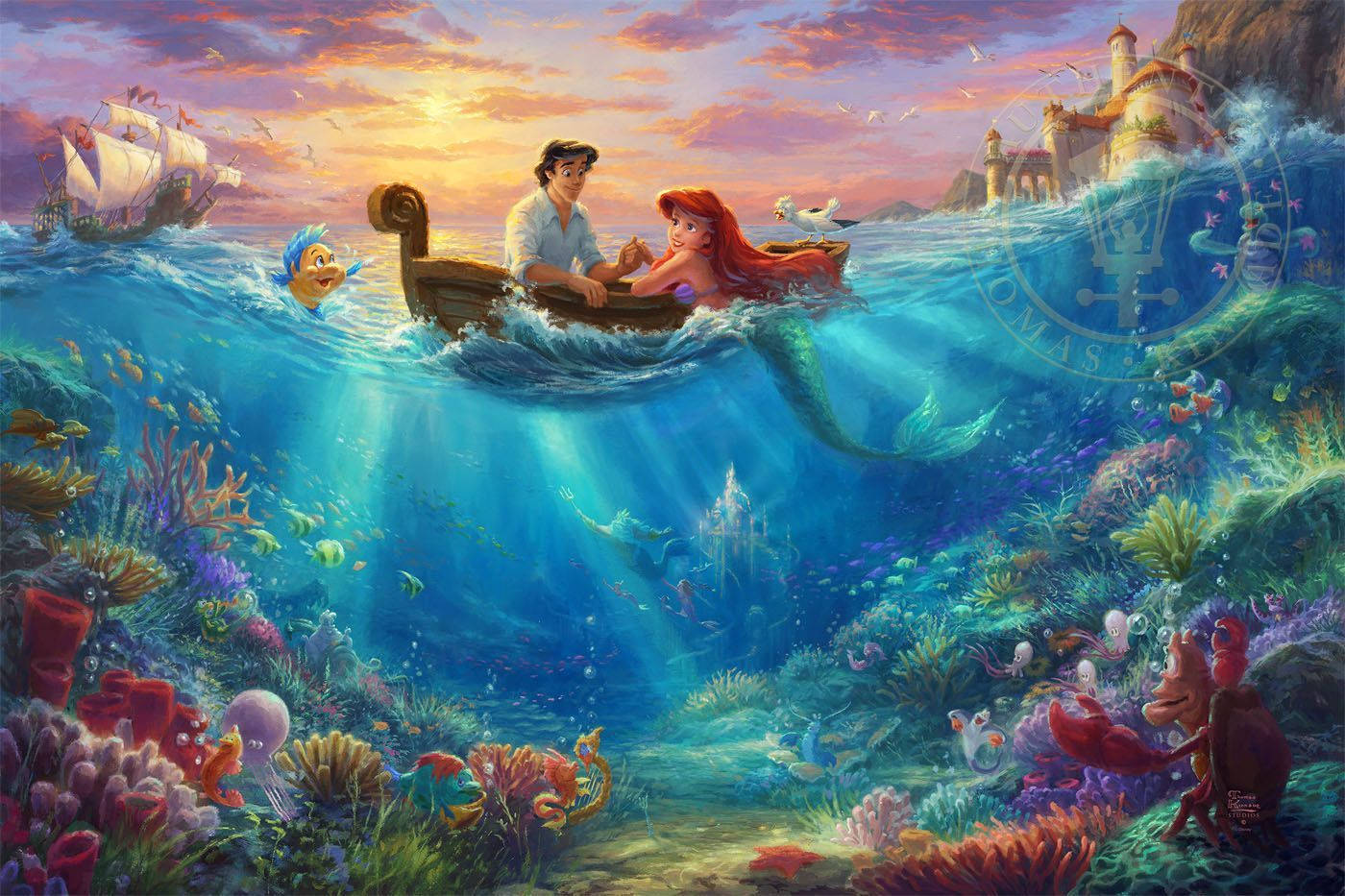 Ariel og Eric maleri pixel Disney laptop Wallpapers