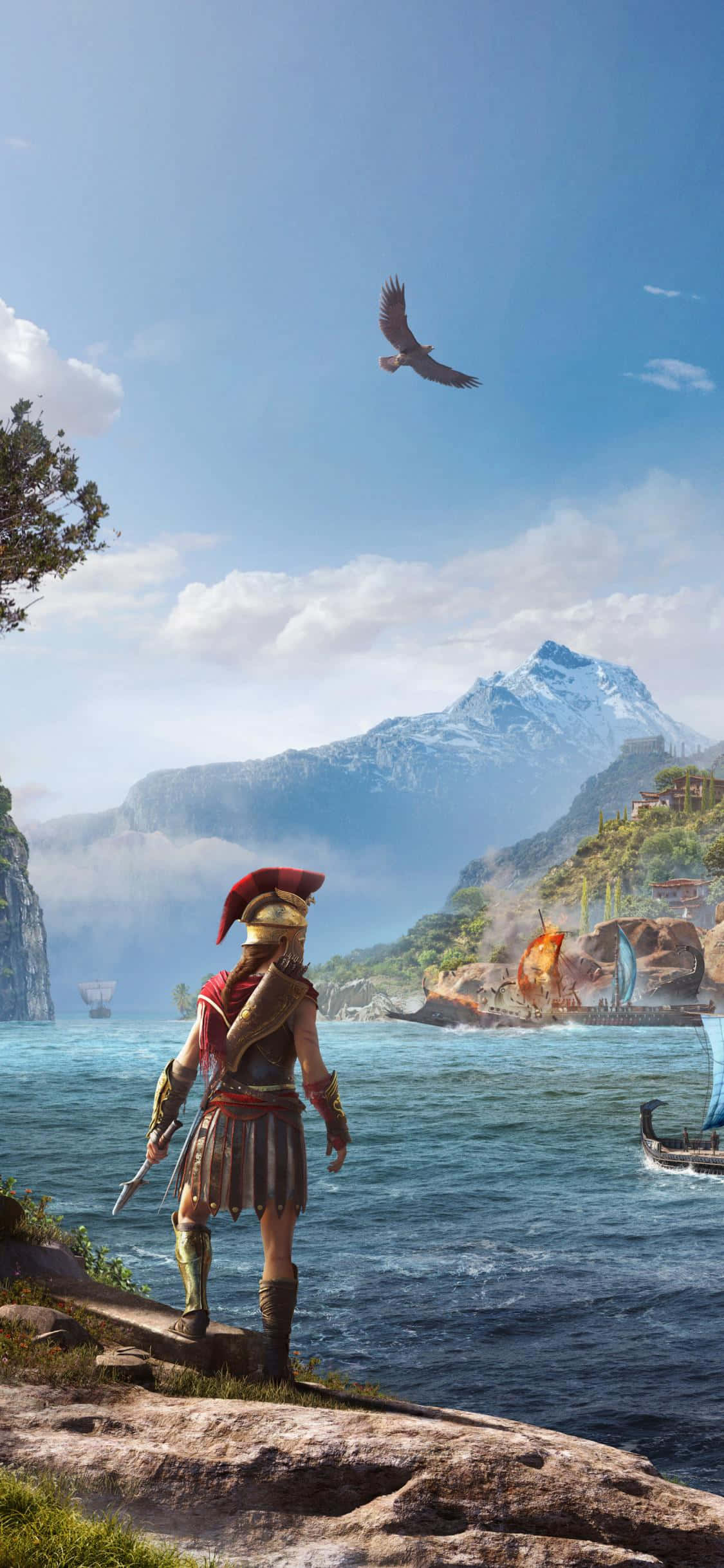 Assassin's Creed Odyssey Baggrund Alexios Ved Strandbredden Wallpapers