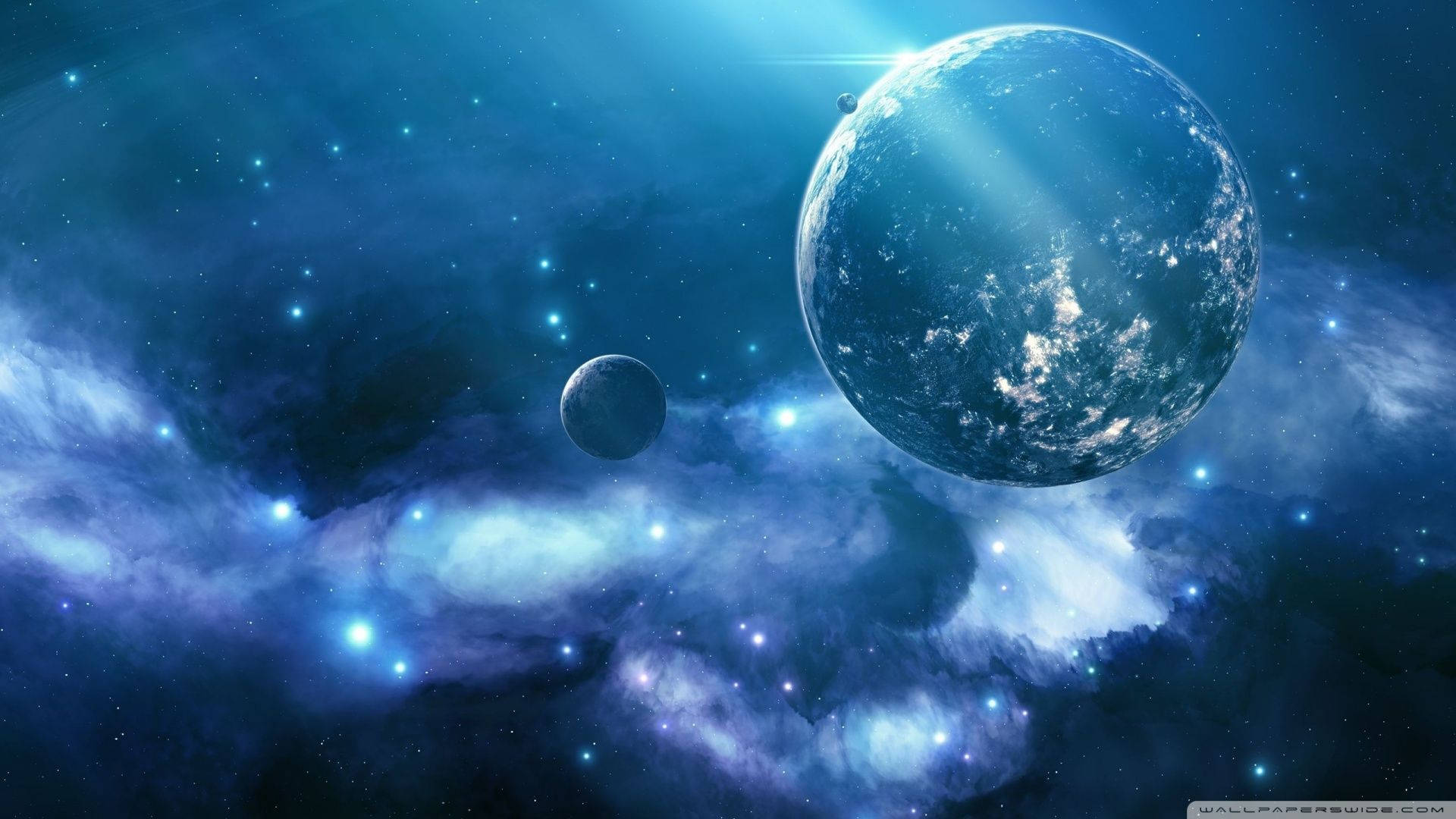 Asteroider, gasser og stjerner oplyser en himmelsk galakse Wallpapers